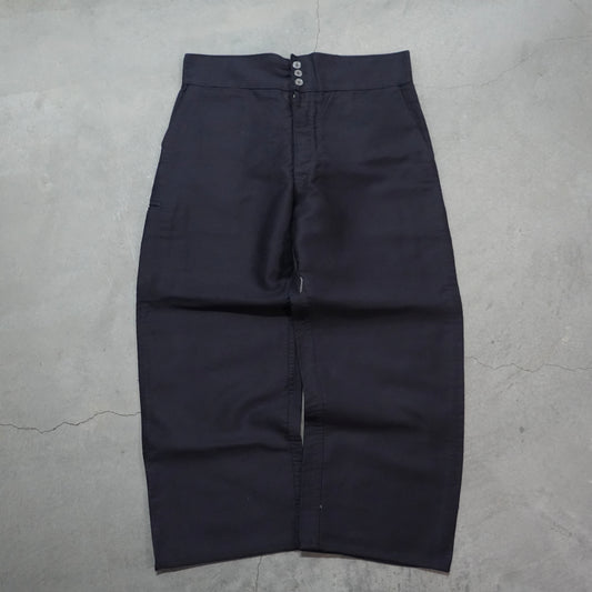 40s french black moleskin buckle back pants