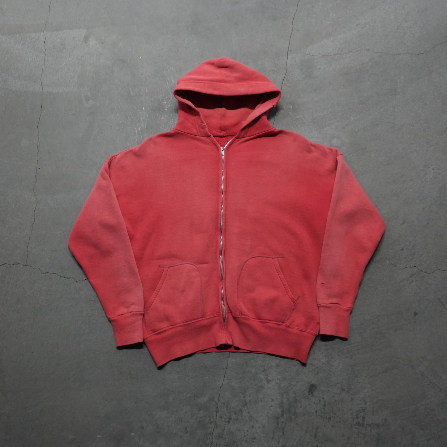 50s faded red zip up hoodie