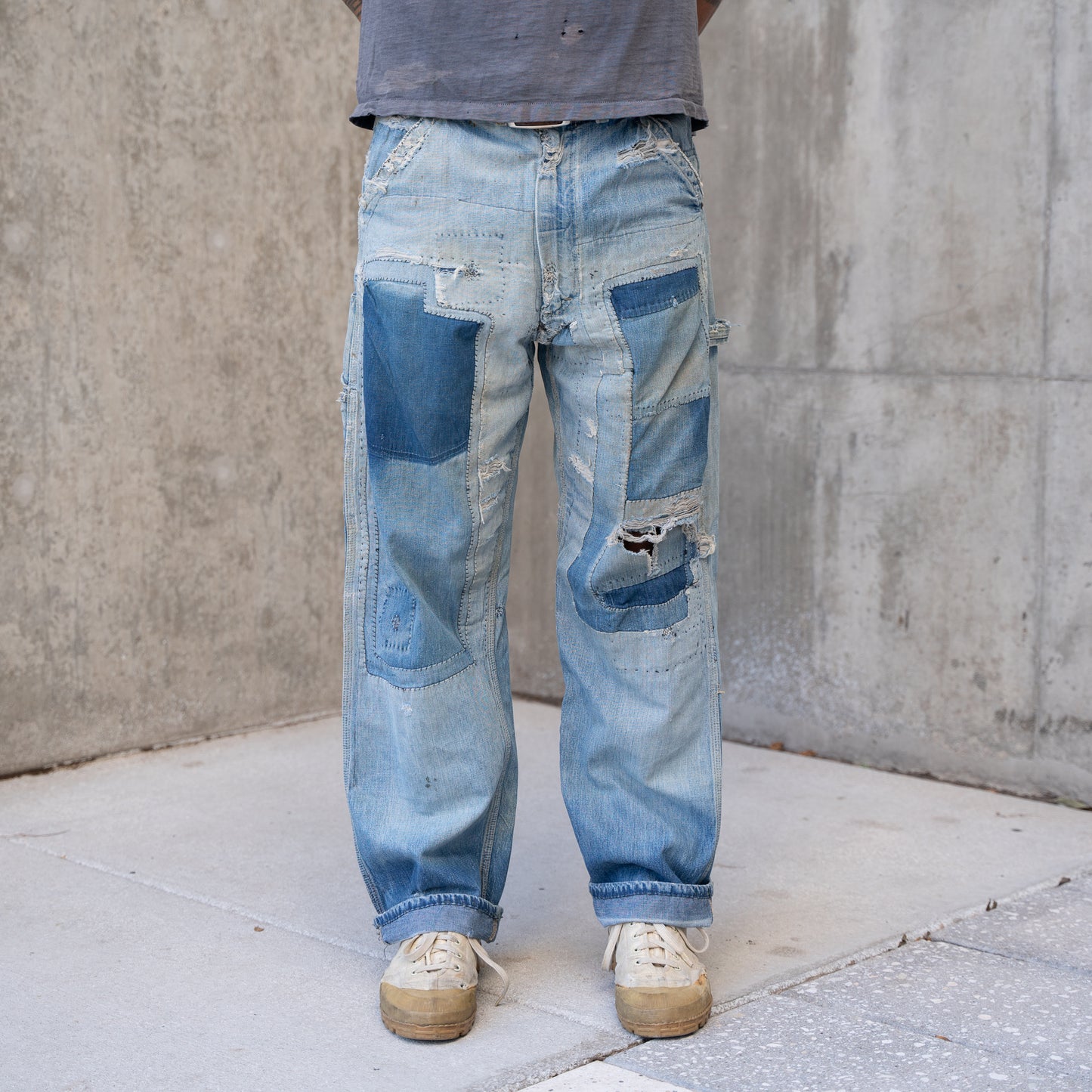 50s heavily repaired lee carpenter jeans