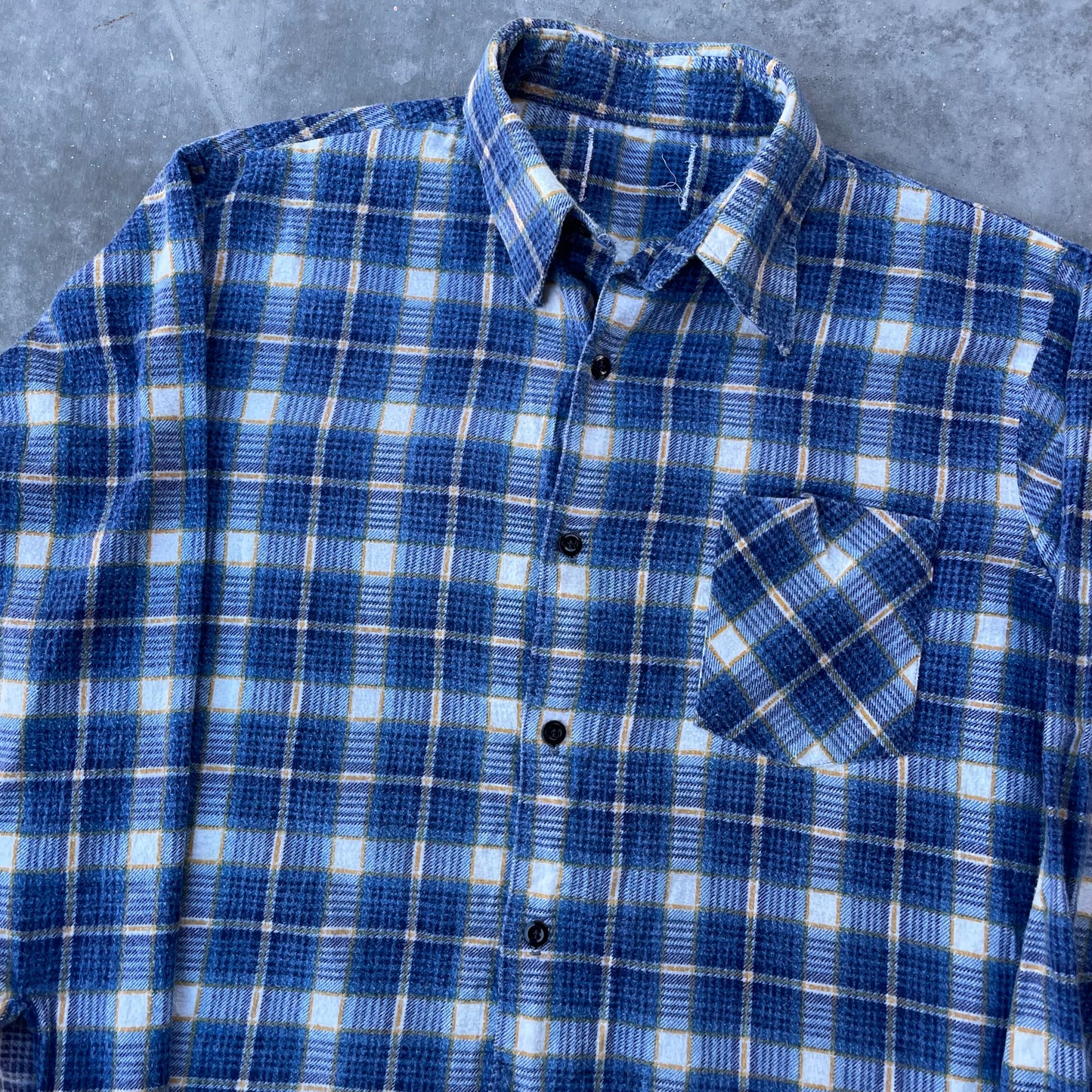 Blue Plaid Cotton Flannel Shirt