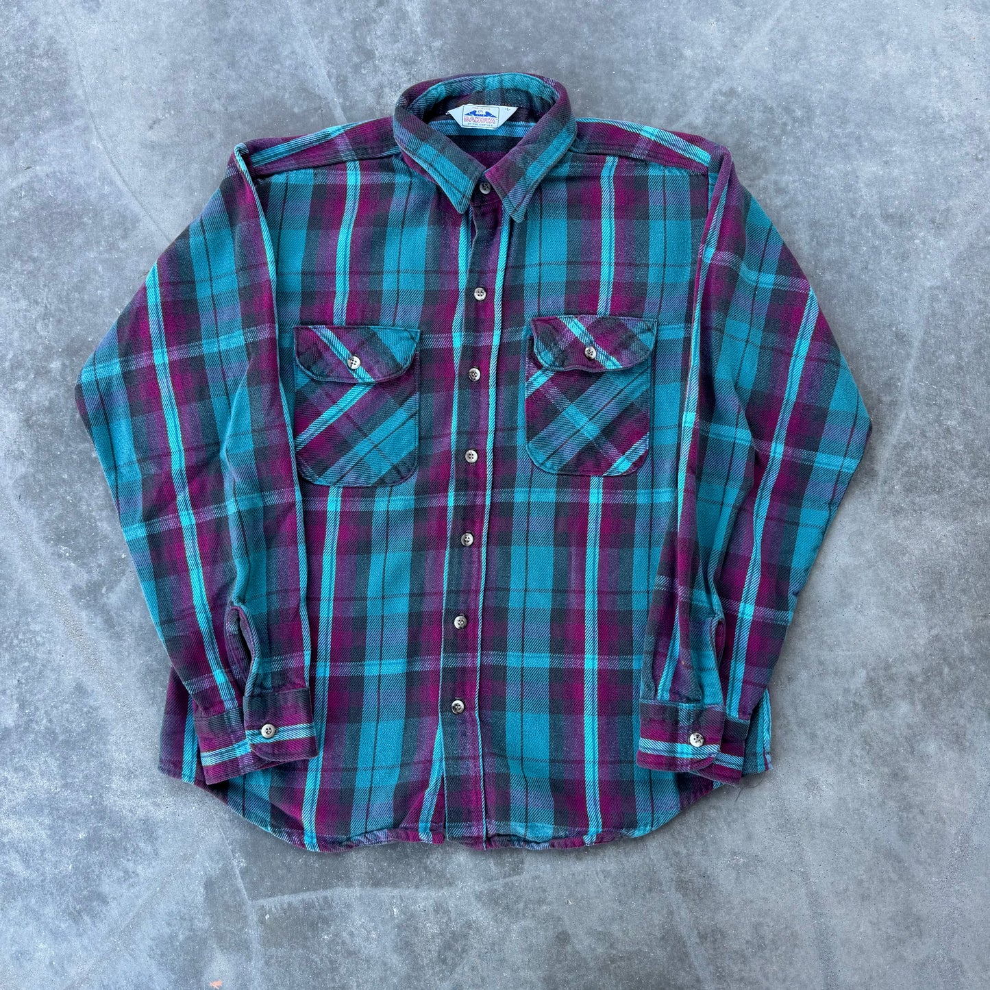 Blue Magenta Plaid Cotton Flannel