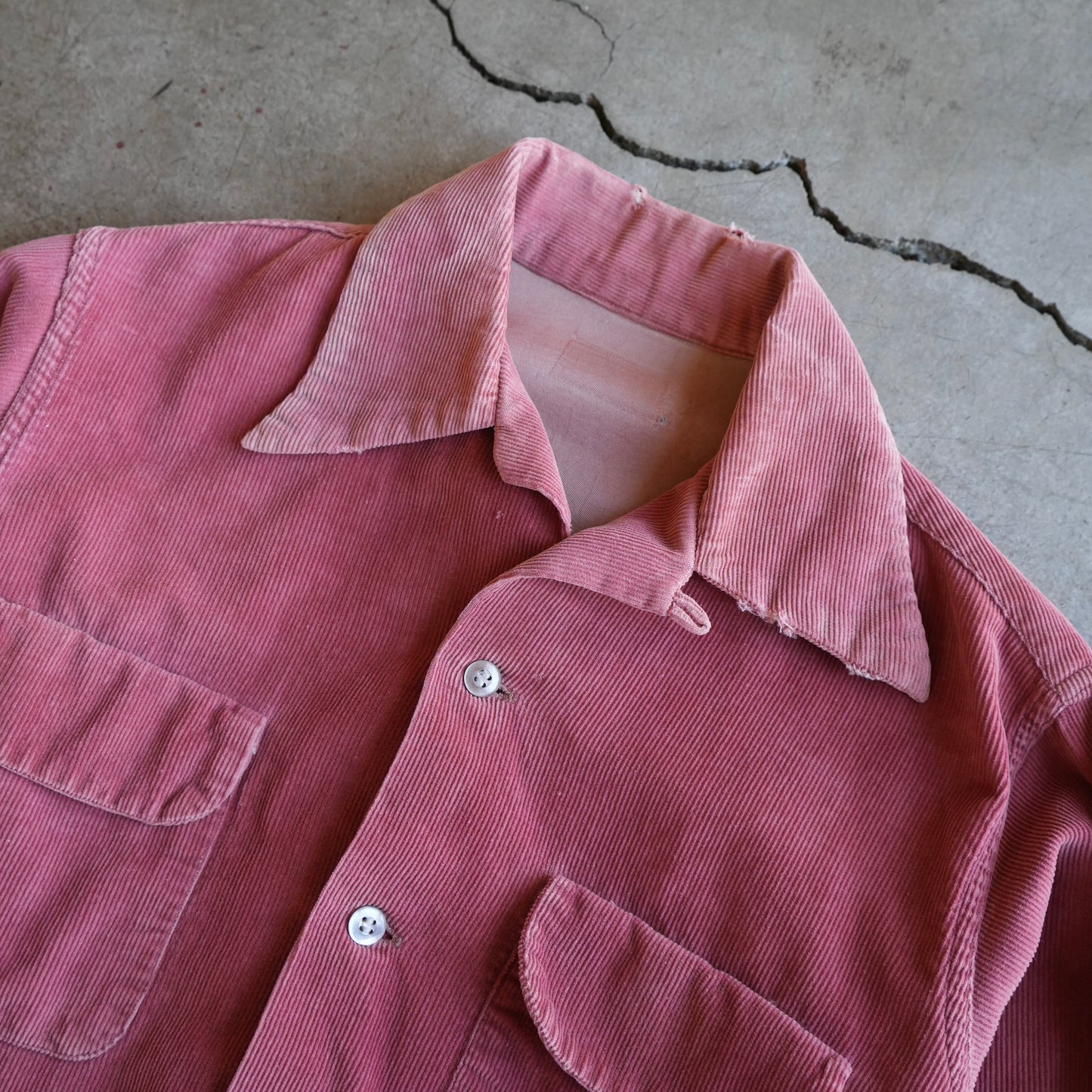 60s faded corduroy button up with repairs