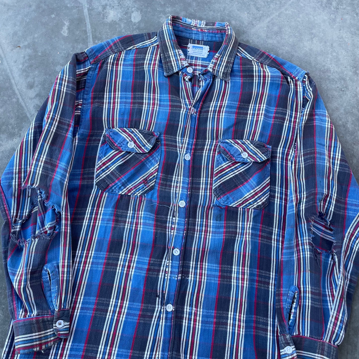 Montgomery Ward Sanforized Distressed Flannel