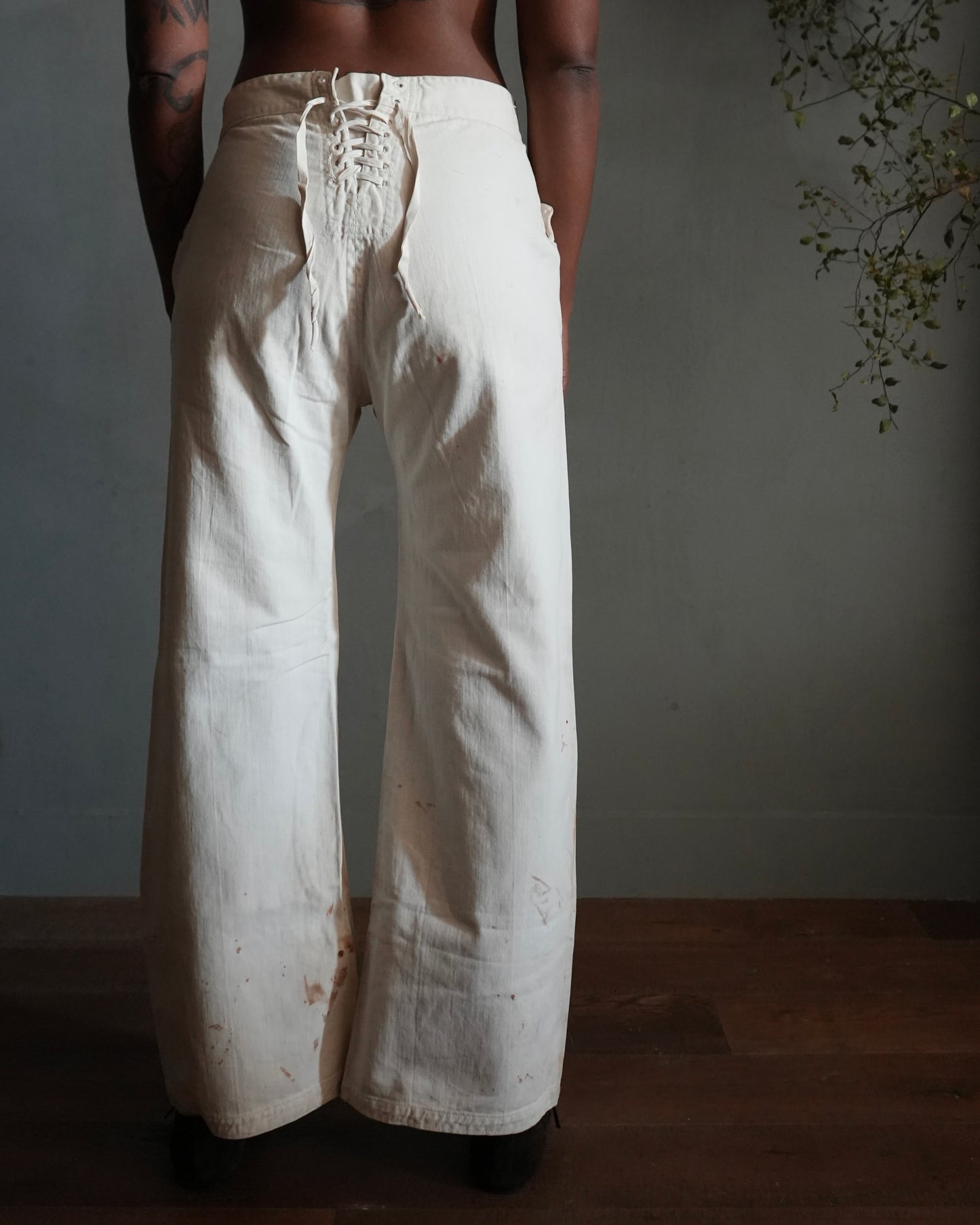40s Navy Lace-back Flares