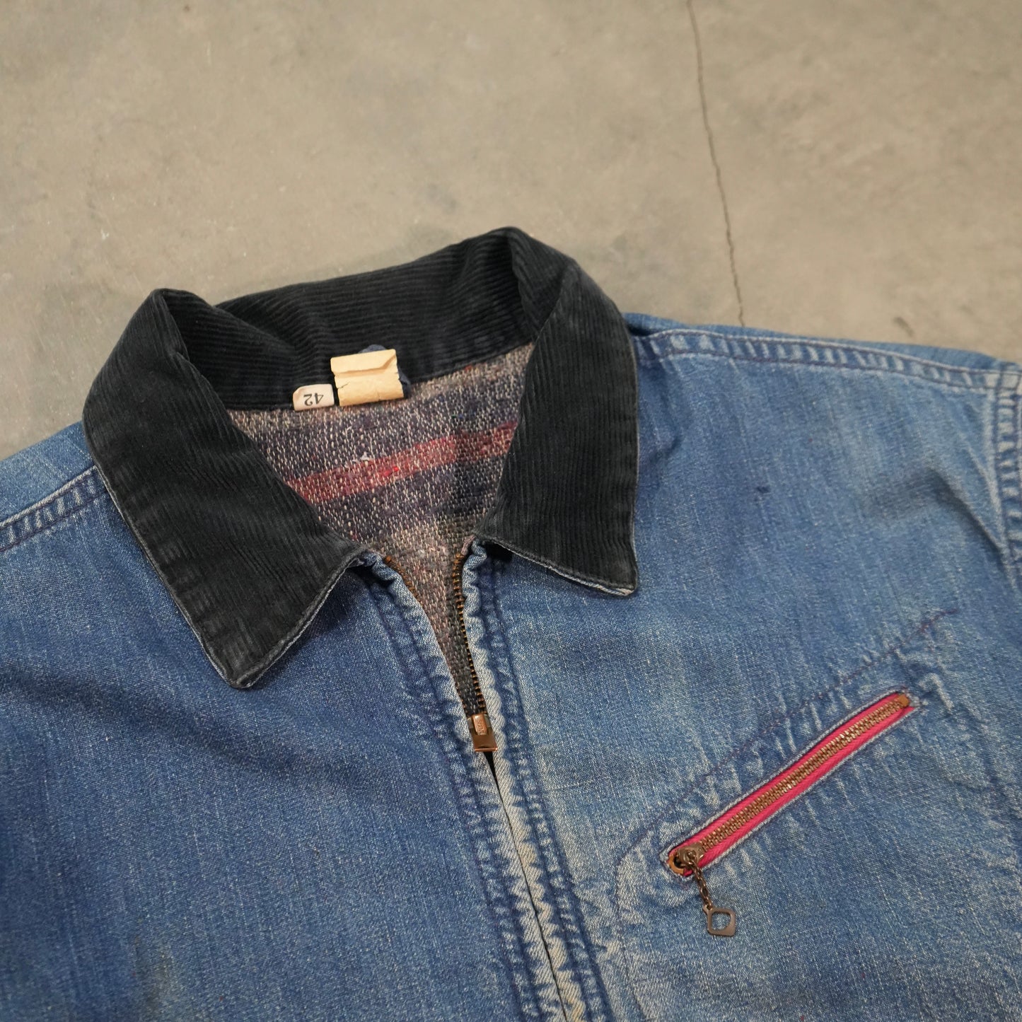 50s denim blanket lined jacket