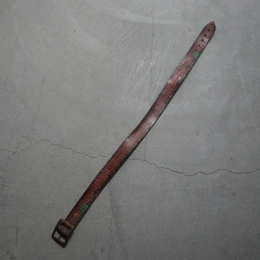70s hand carved leather belt