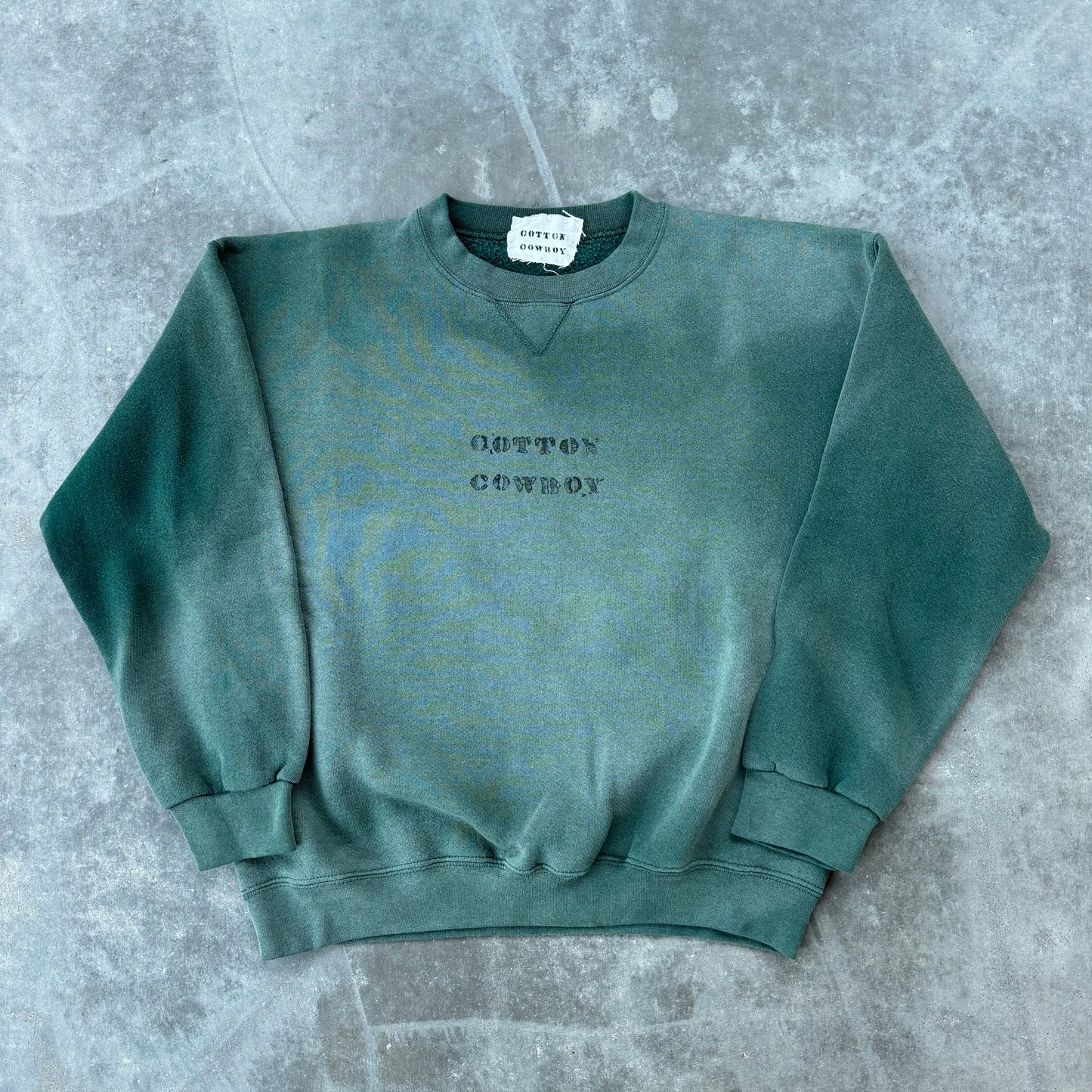 sun faded cotton cowboy crewneck