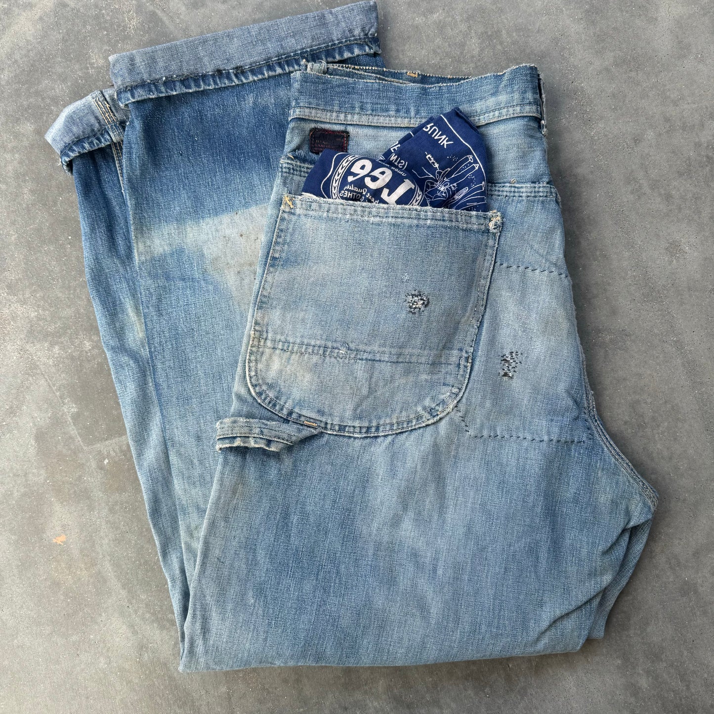 50s heavily repaired lee carpenter jeans