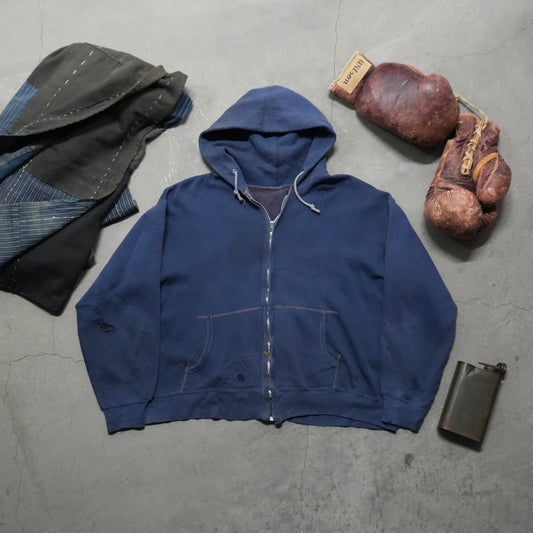 60s faded and repaired zip up hoodie