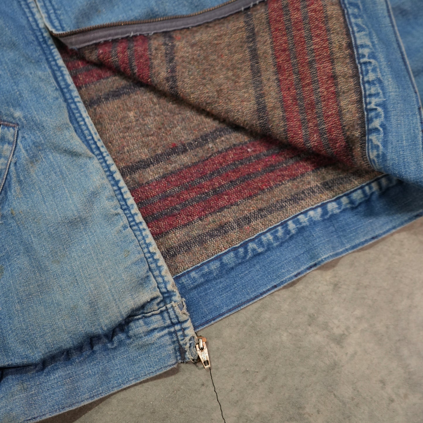 60s denim blanket lined jacket