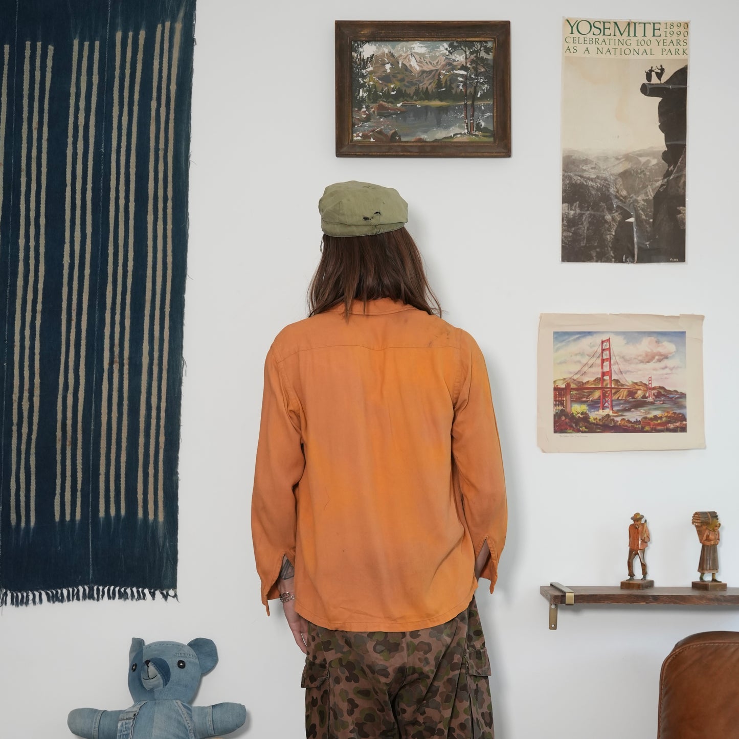 50s faded orange rayon shirt