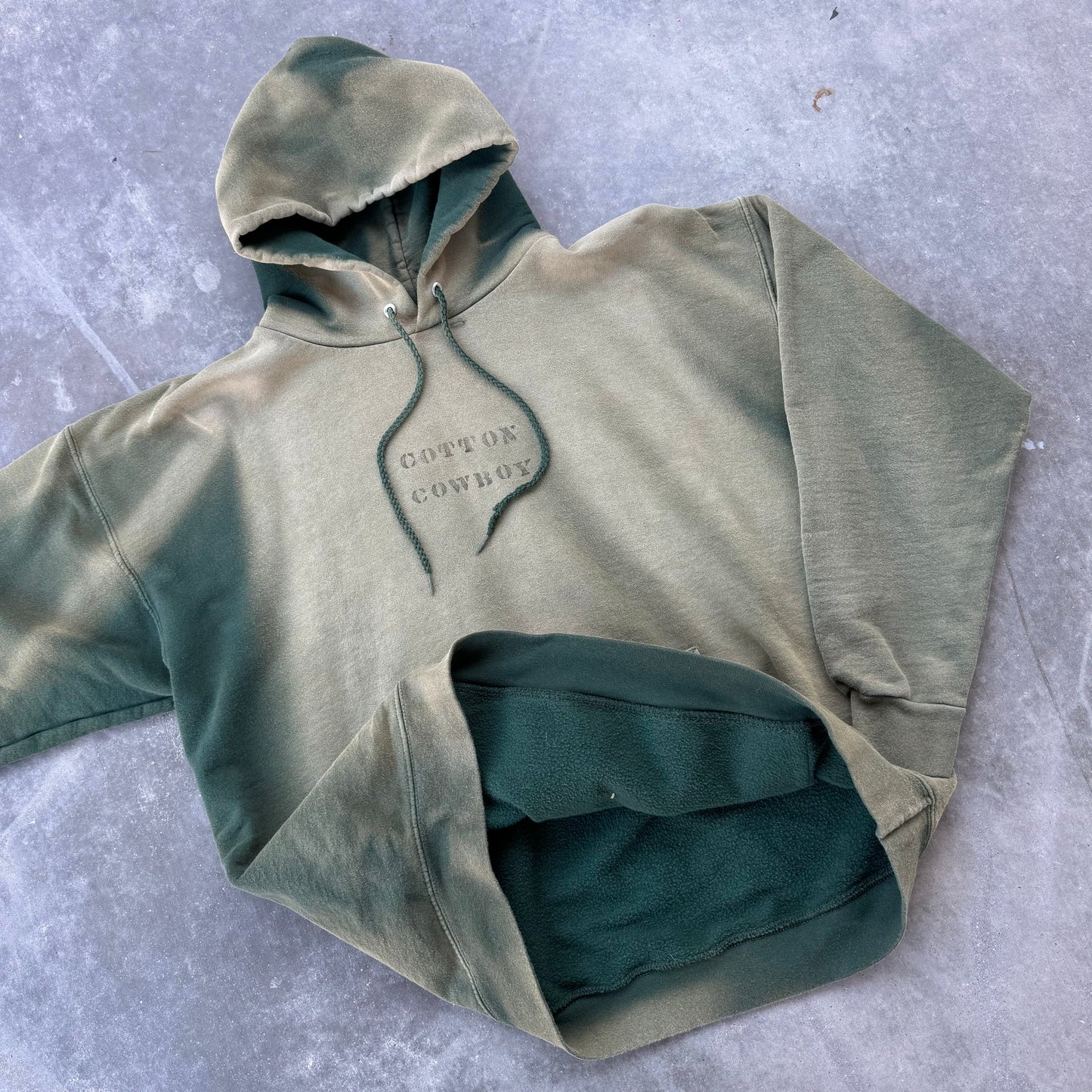 sun faded cotton cowboy hoodie