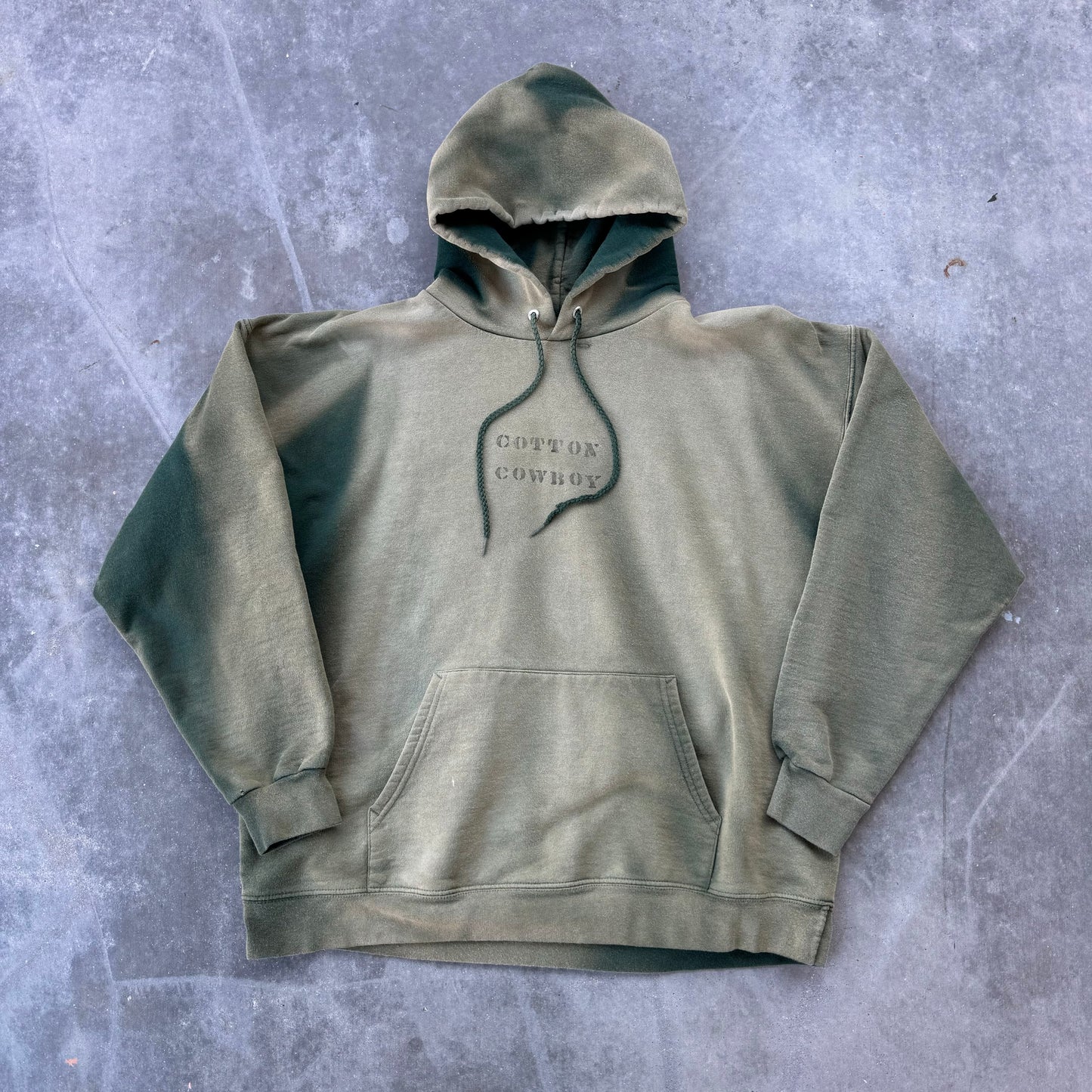 sun faded cotton cowboy hoodie