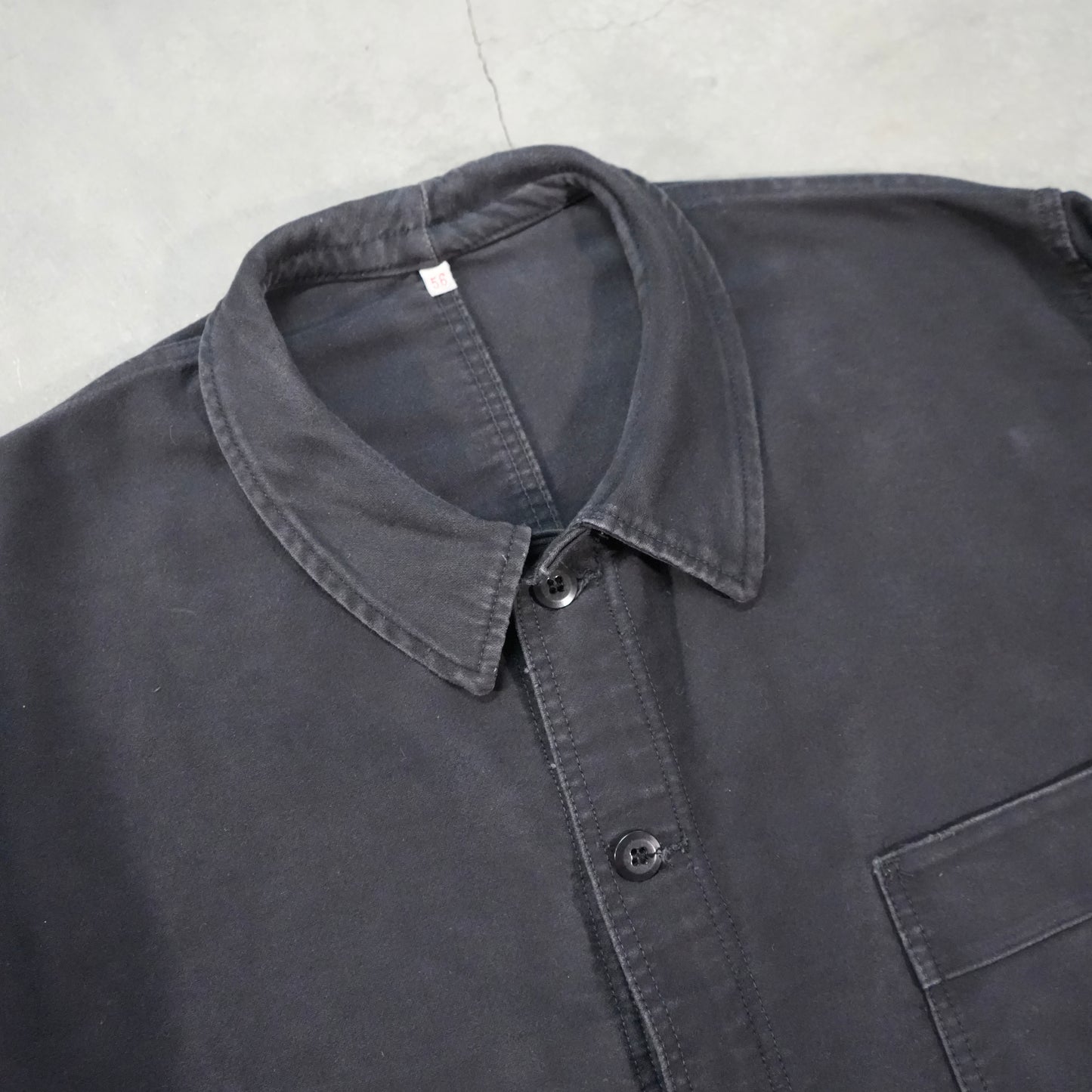 60s french black moleskin chore jacket