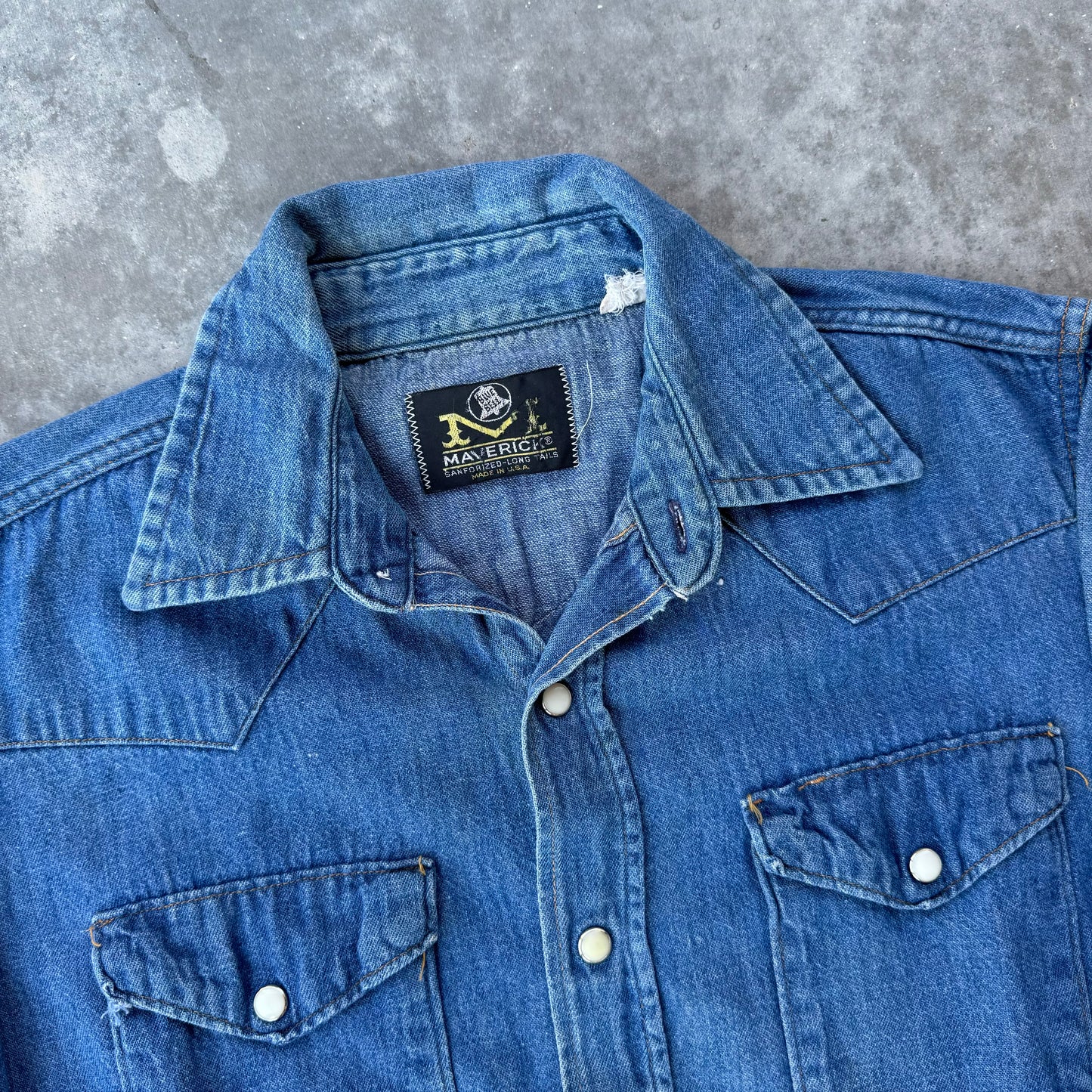 70s maverick blue bell denim pearl snap