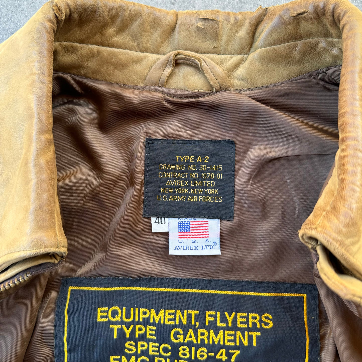 70s avirex a2 leather jacket