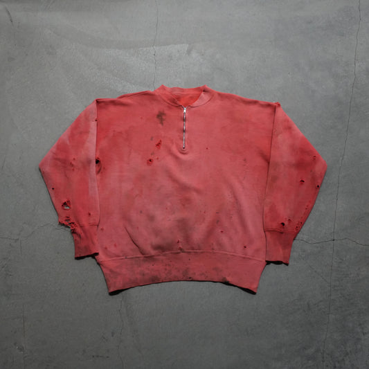 50s faded red 1/4 zip sweat