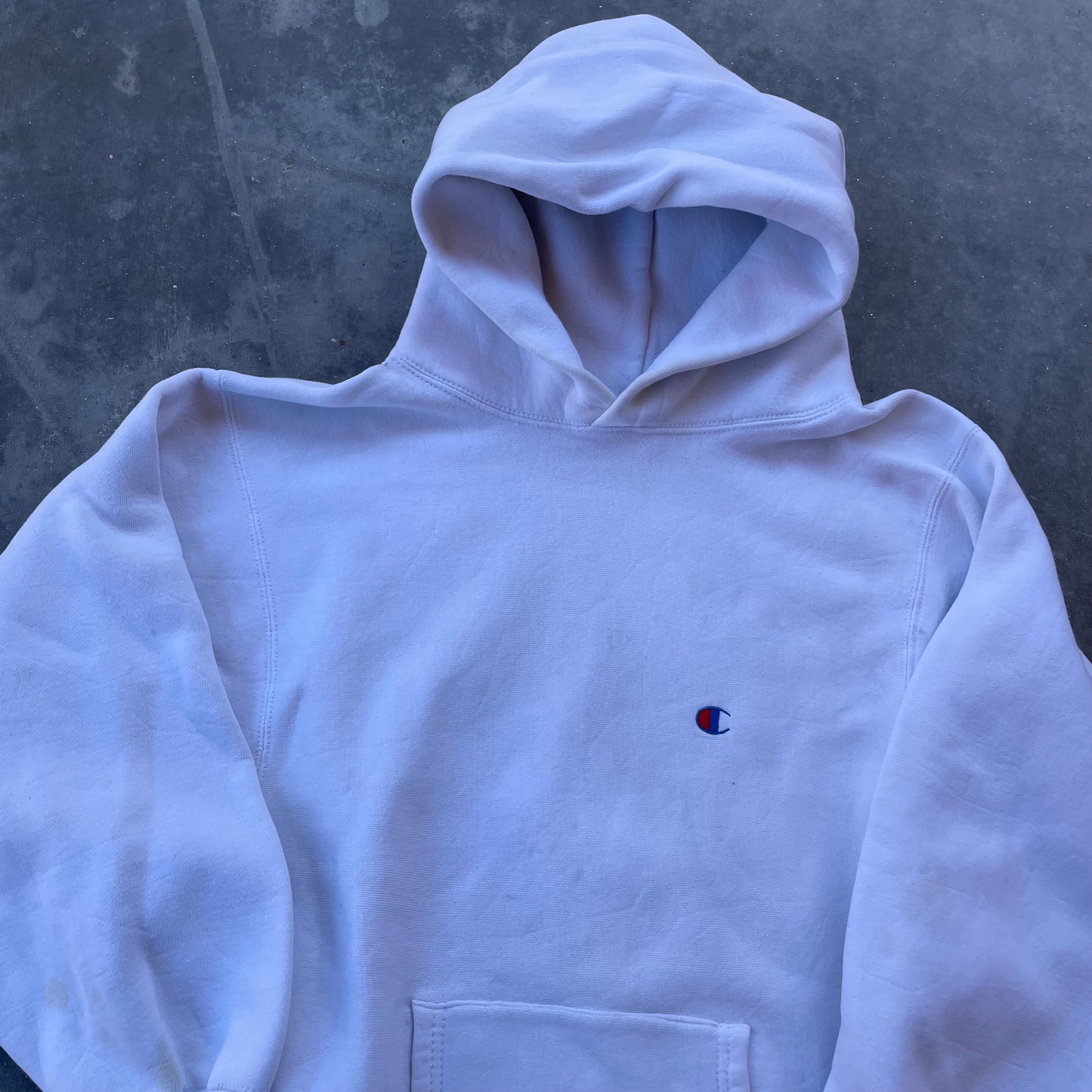 90’s Champion Reverse Weave Blank White Hoodie