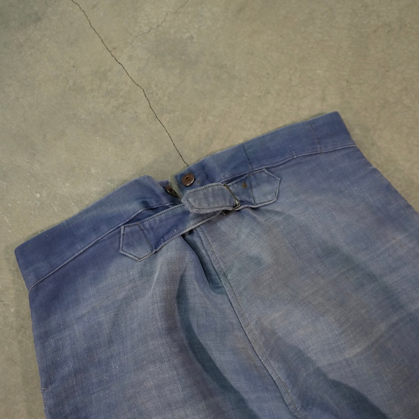 40s french moleskin patchwork buckle back pants