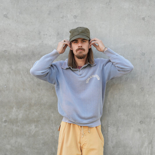 50s 1/4 zip faded blue sweat