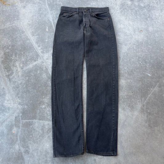 70’s Levi’s 502 Button Fly Faded Black Denim Jeans