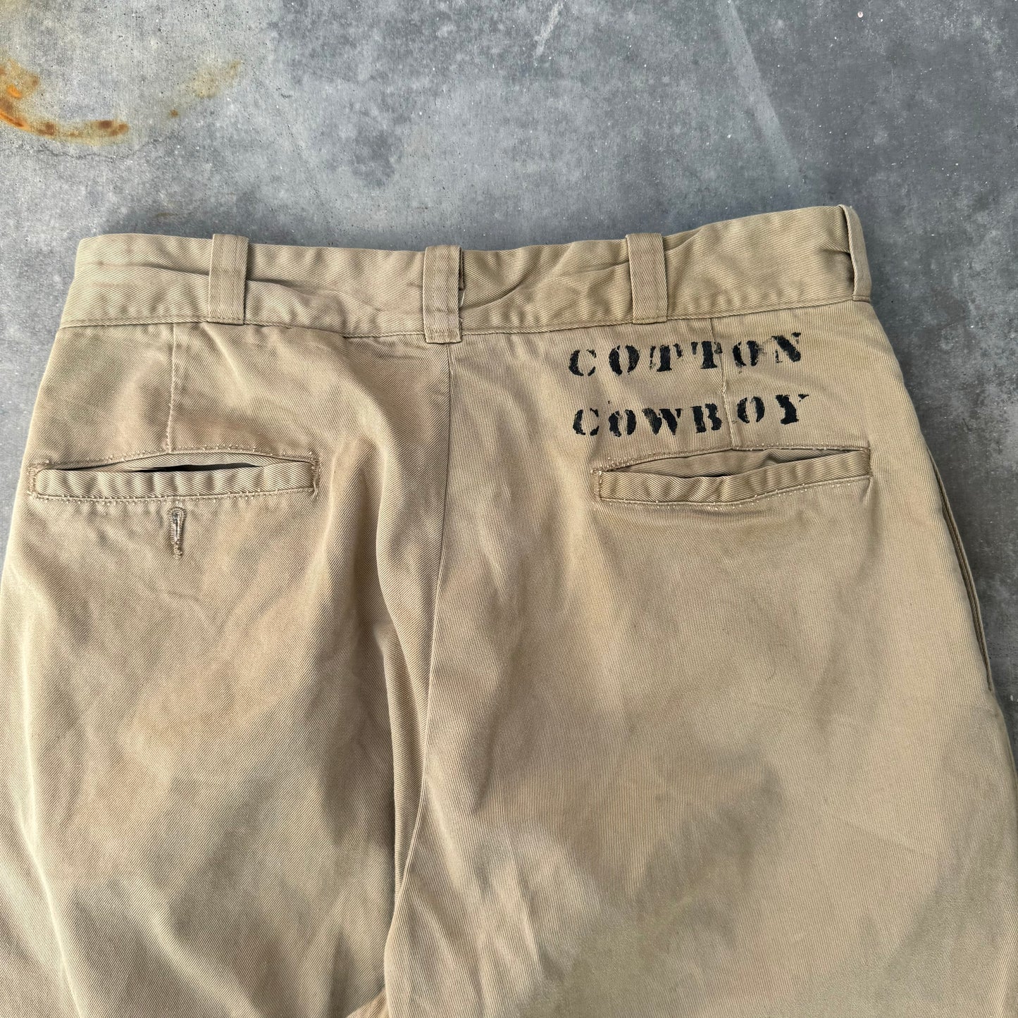 50s hand stenciled military chinos