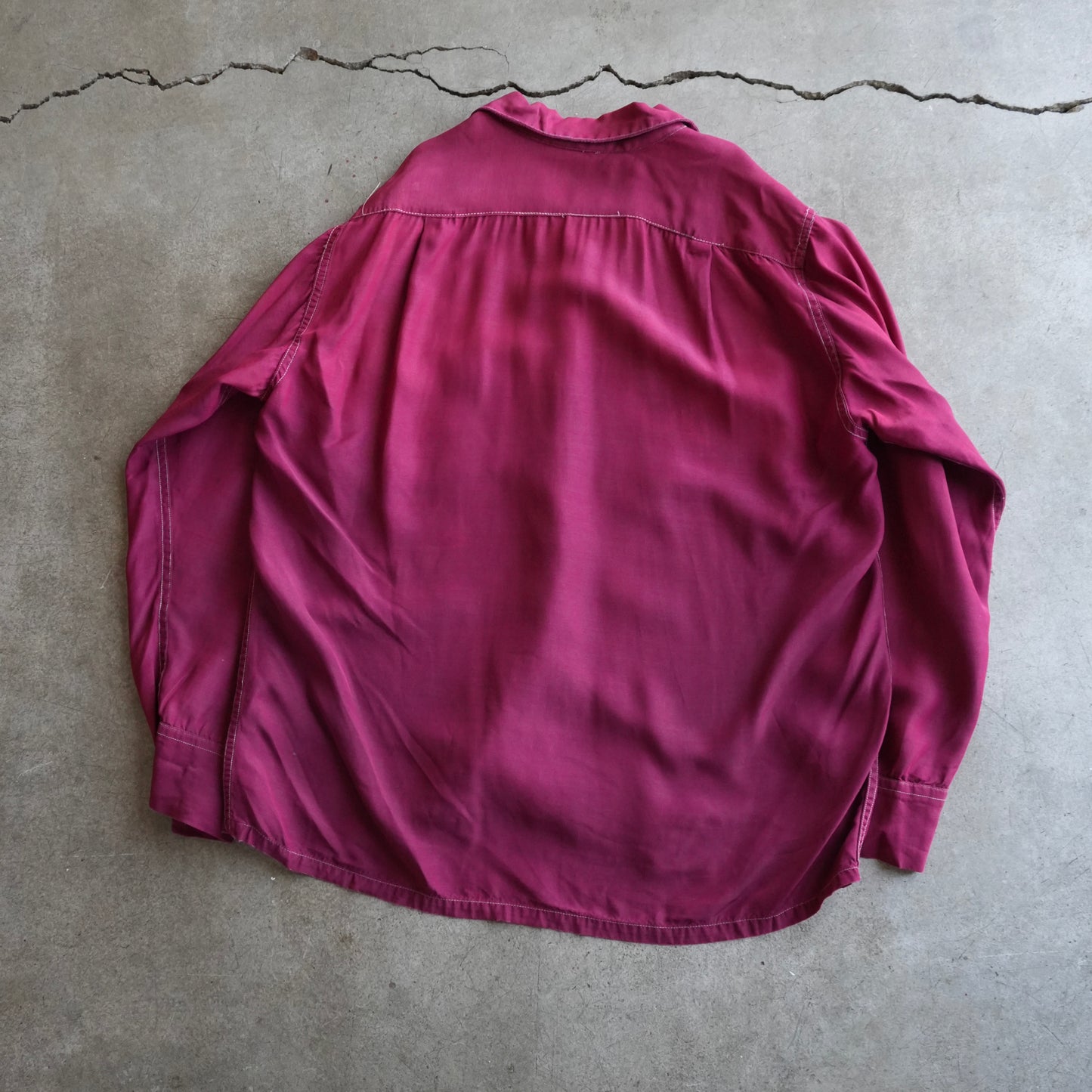 60s red wine rayon button up