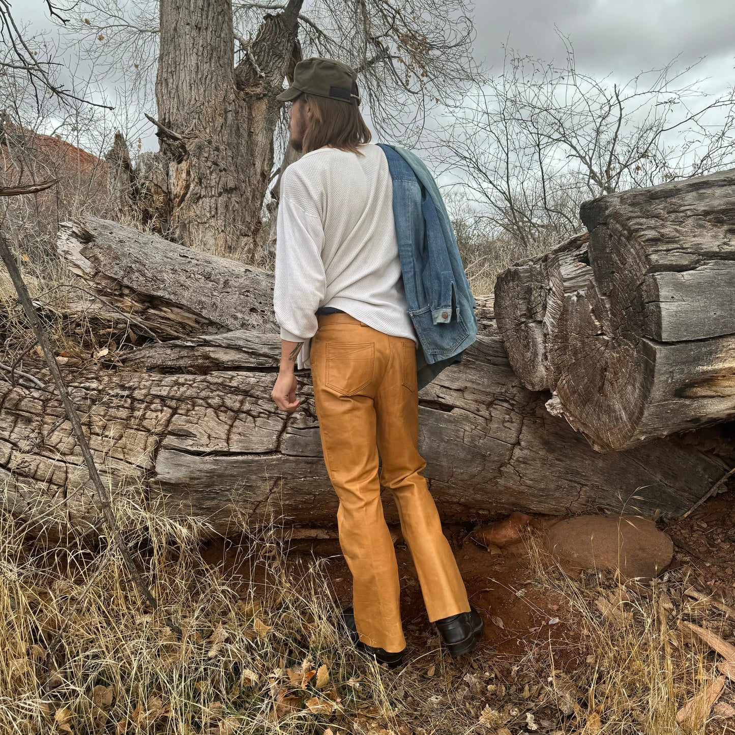 60s zig zag leather pants