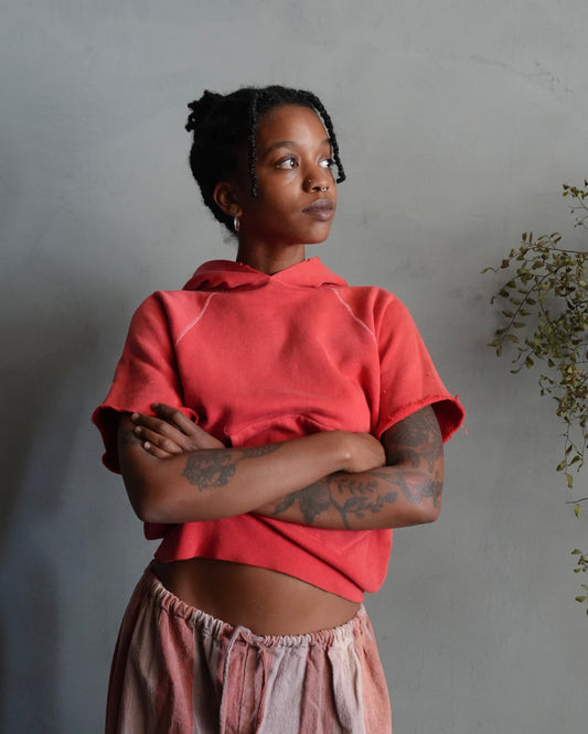 60s Faded Red Chopped Hoodie