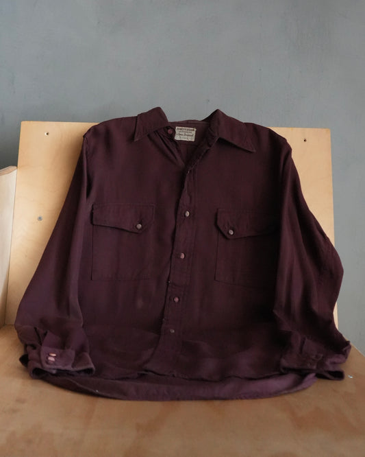 40s Forestcream Gaberdine Slant Pocket Shirt