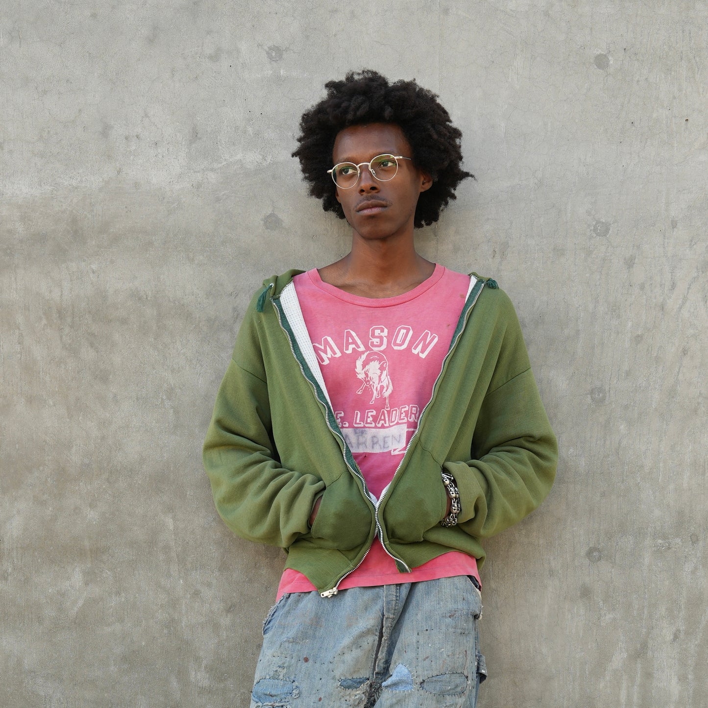 60s healthkit thermal lined zip up hoodie