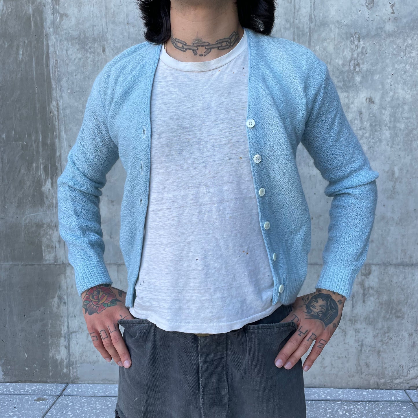 60’s Pastel Blue Mohair Cardigan