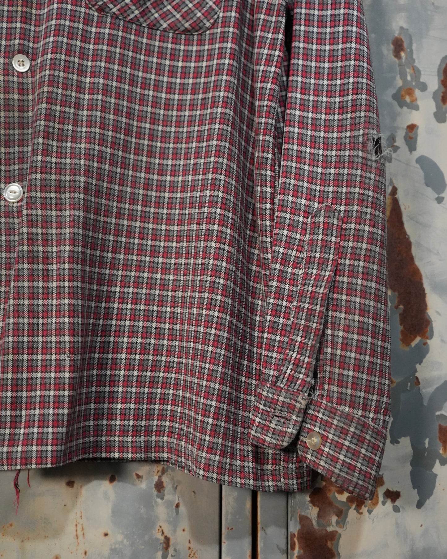 50s Rayon Plaid Shirt