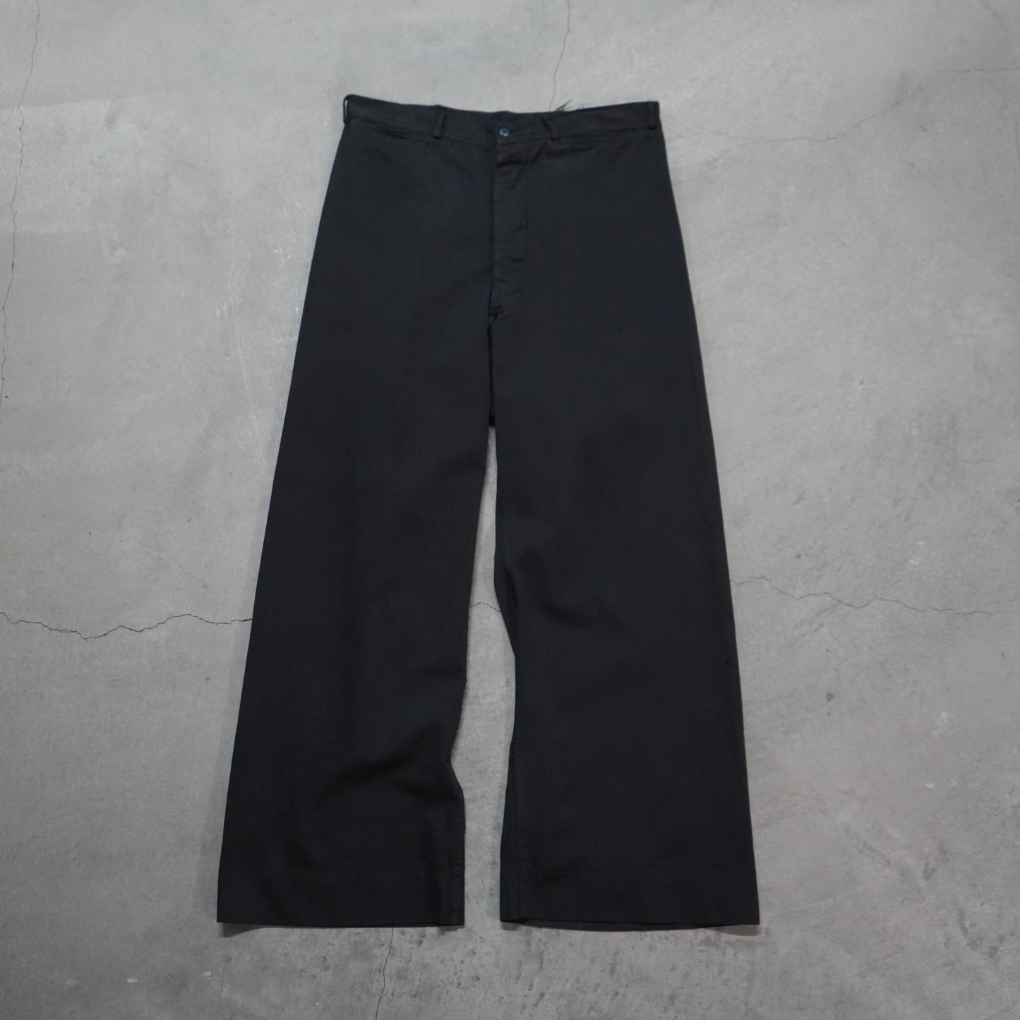 40s black over dyed cotton sailor pants