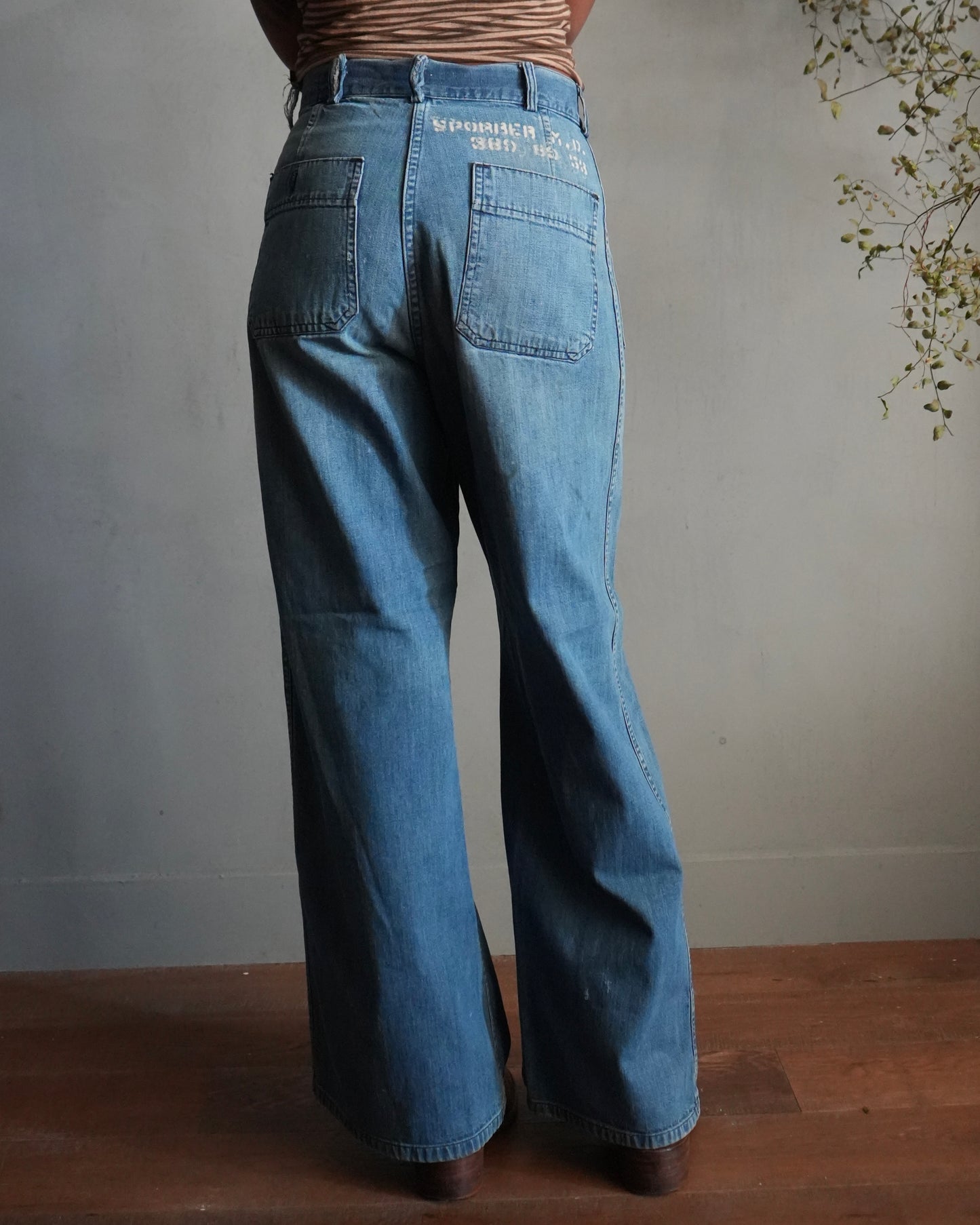 60s Navy Denim Flares
