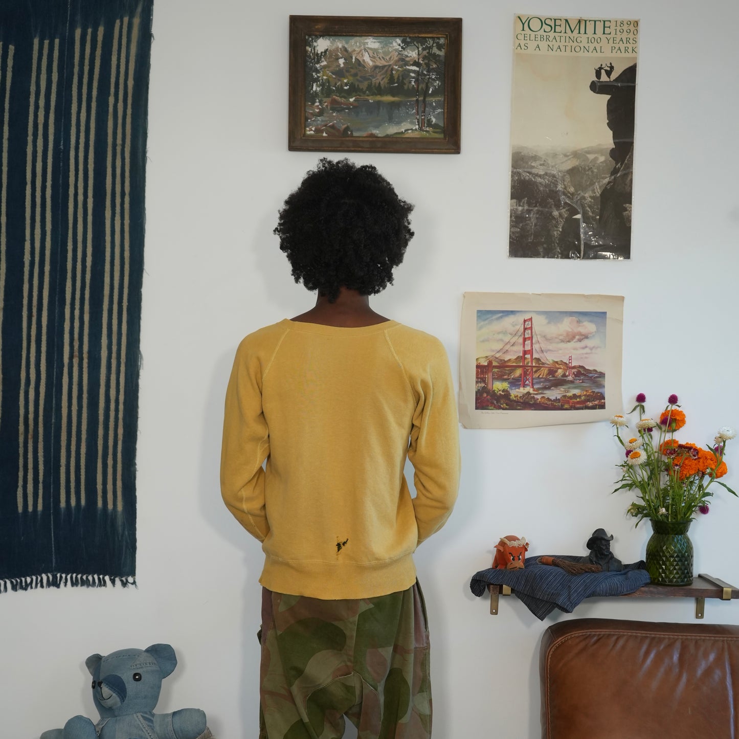 60s faded and thrashed yellow sweat