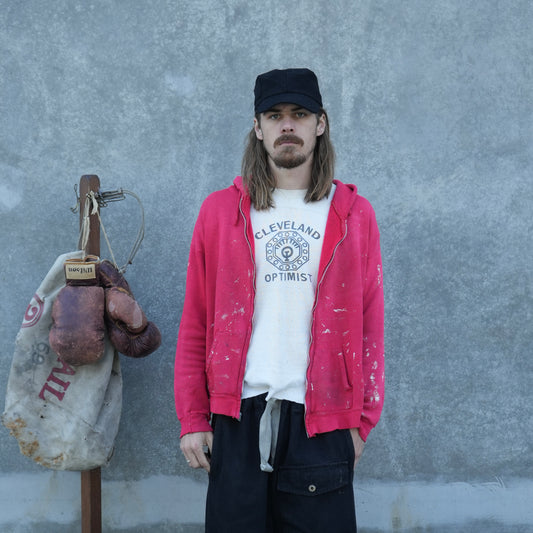 60s faded and painted zip up hoodie