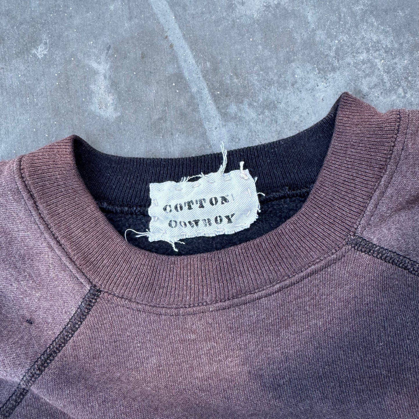 sun faded cotton cowboy crewneck