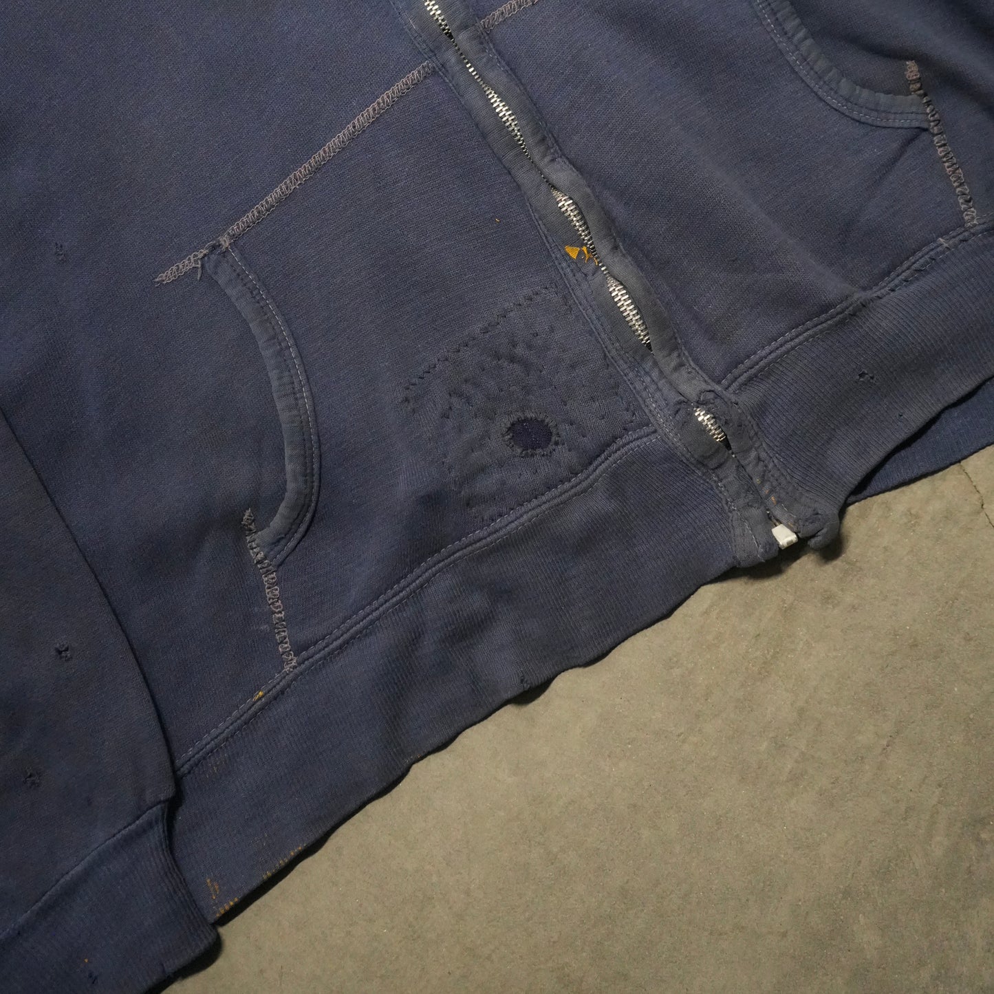 60s faded and repaired zip up hoodie