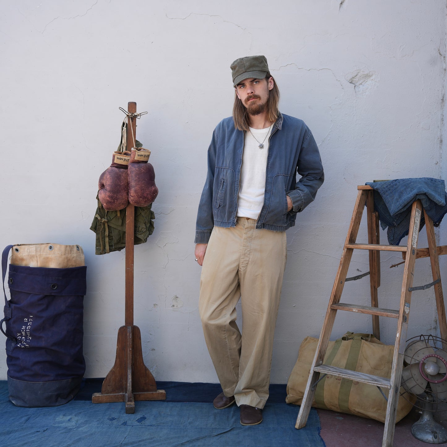 60s faded blue cotton jacket