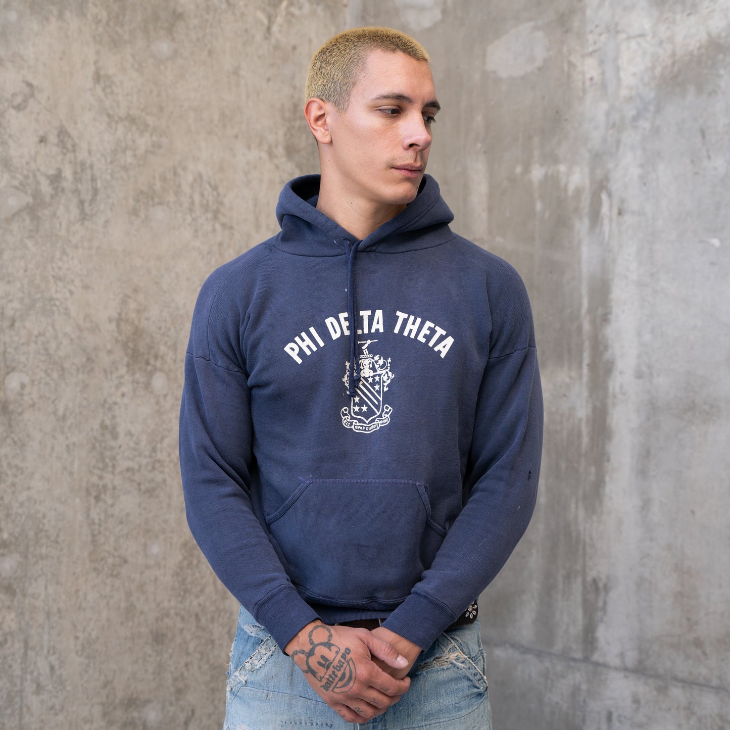 60s faded navy hoodie