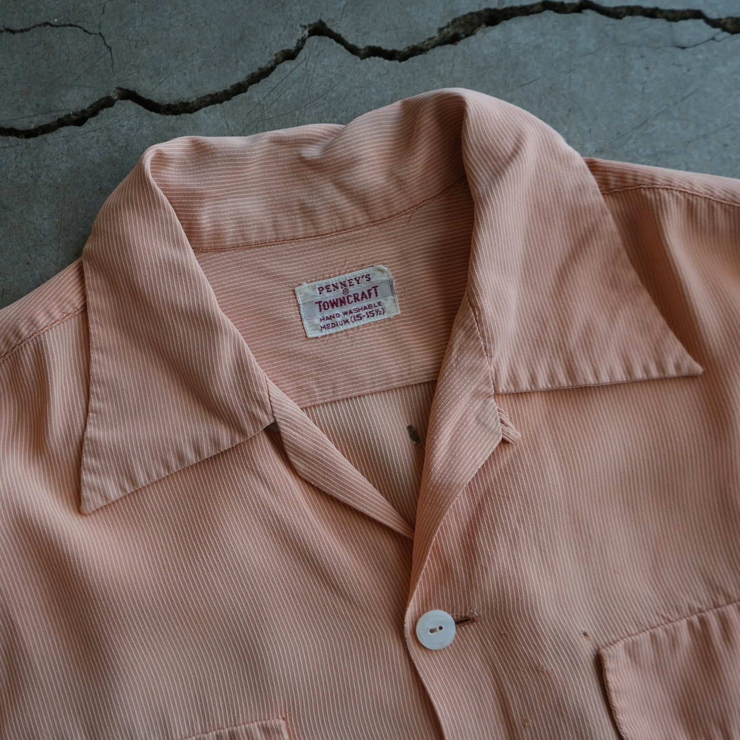 50s peach rayon button up