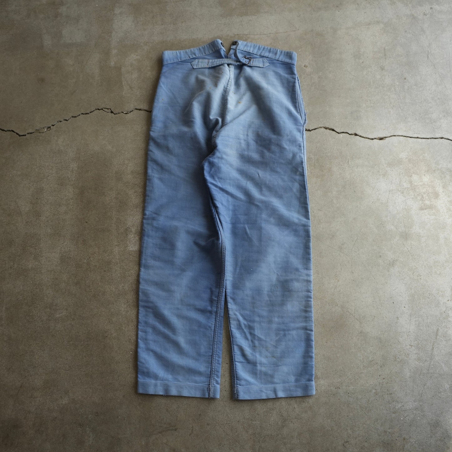 40s french moleskin buckle back pants