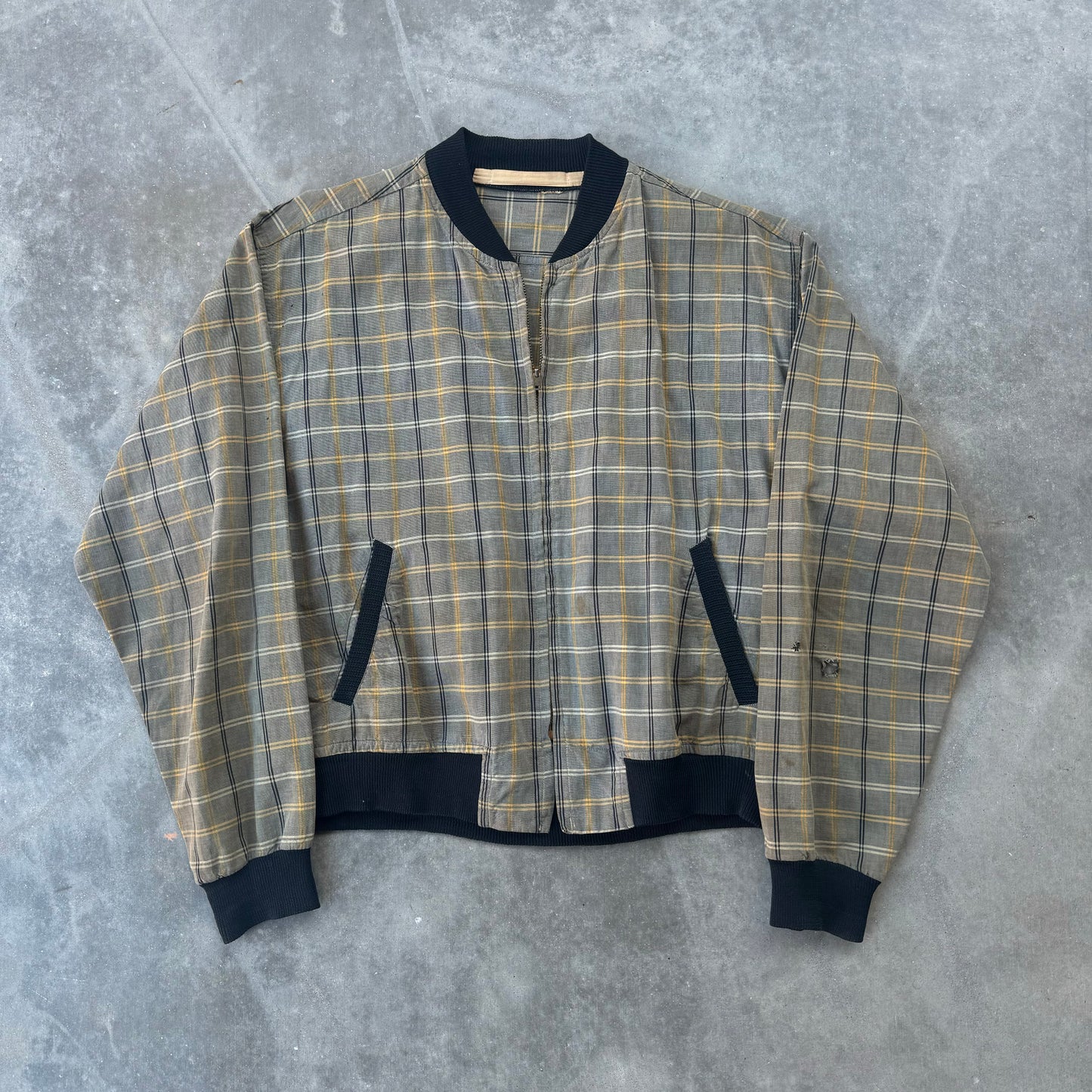 50s plaid zip up jacket