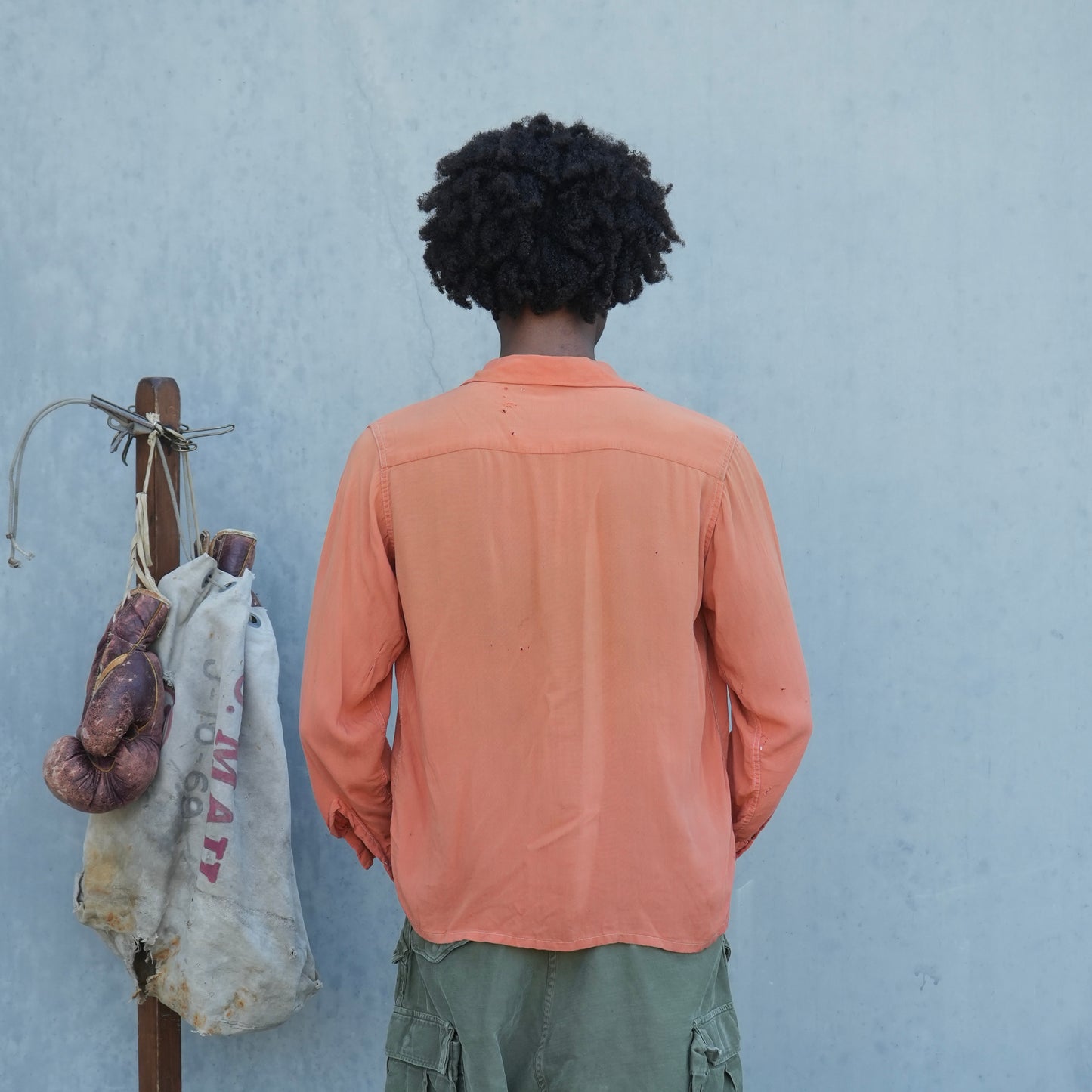 50s faded and repaired rayon shirt