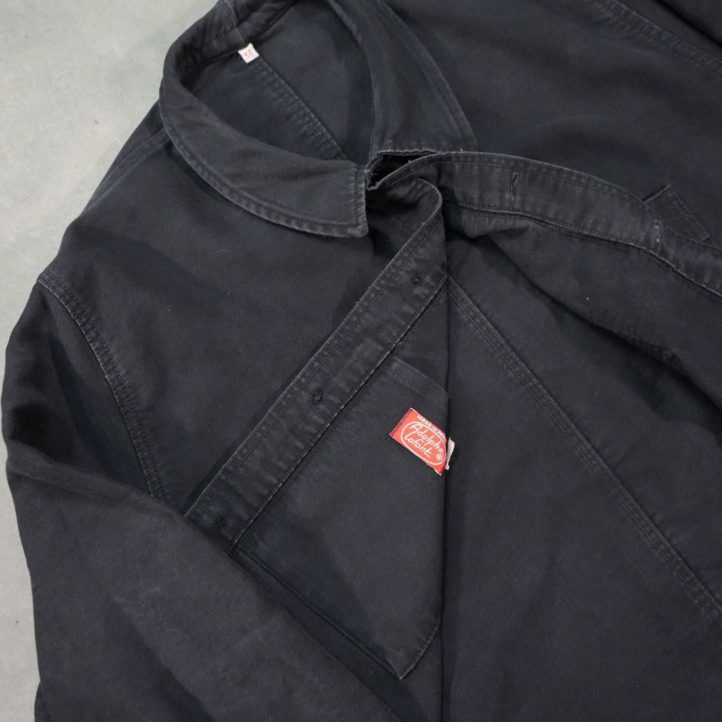 60s french black moleskin chore jacket