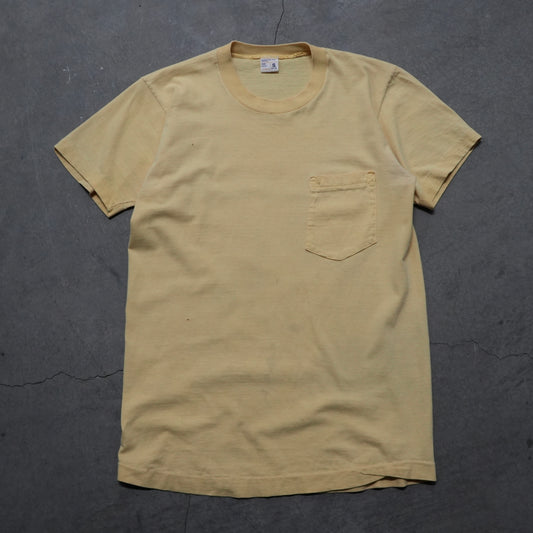 70s pale yellow pocket tee
