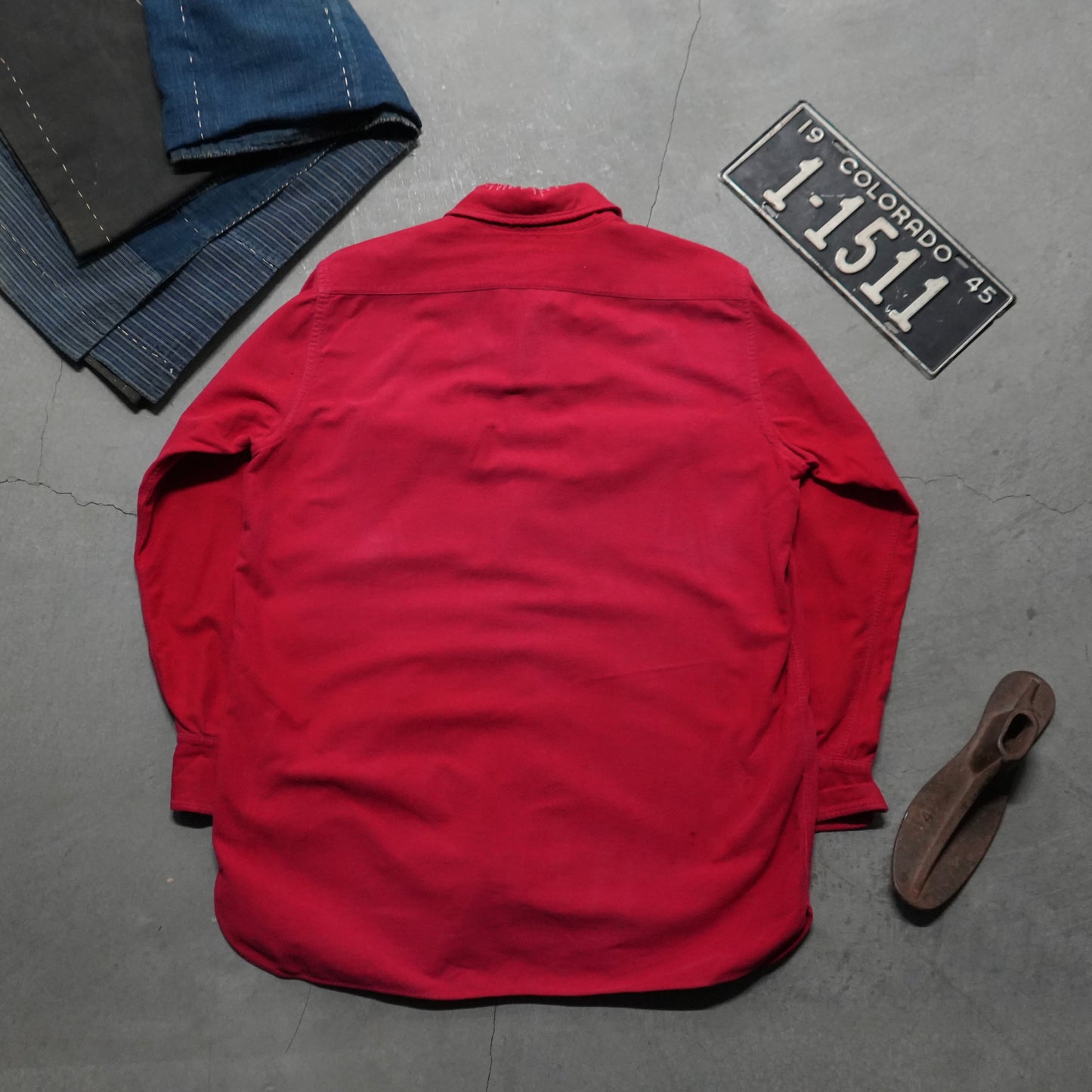 40s ll bean faded red button up