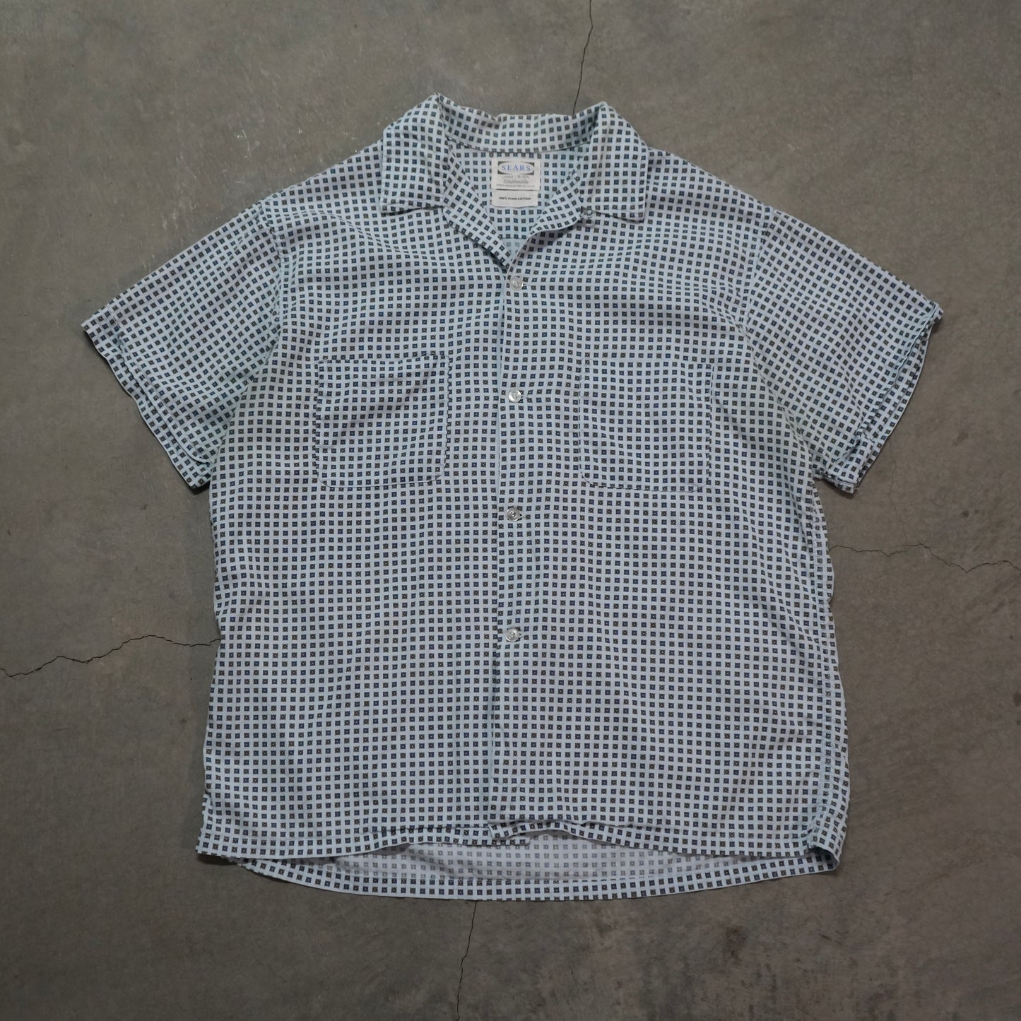 60s printed cotton button up