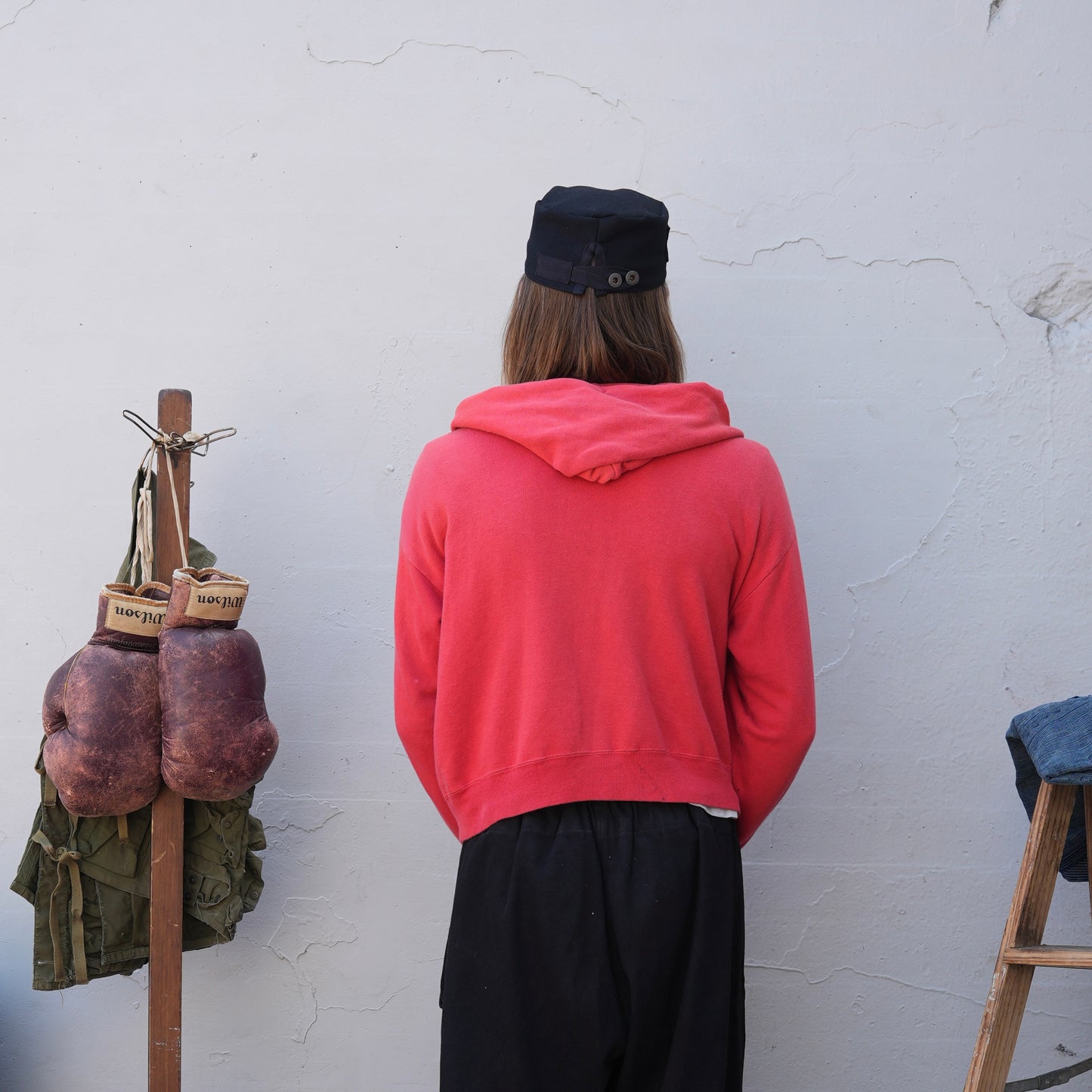 60s faded red zip up hoodie